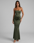 Laura - Vestido largo con corsé verde